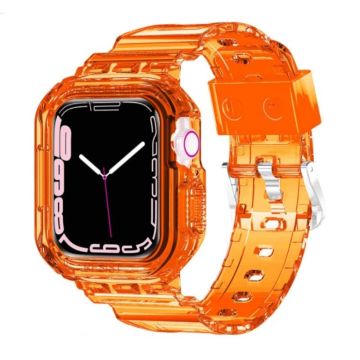 Apple Watch Series 8 (41mm) suojakellon hihna ja suojus - Läpinäkyvä Oranssi