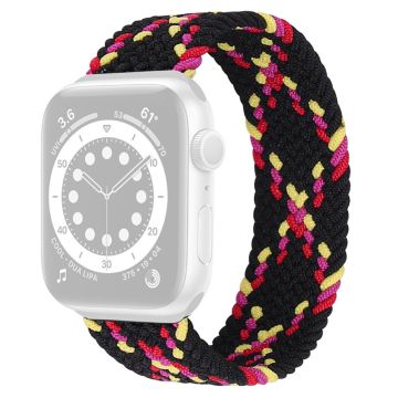 Apple Watch Series 8 (41mm) joustava nailon kellonhihna - Musta / Keltainen / Punainen Koko: L