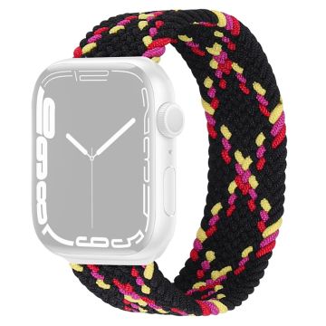 Apple Watch Series 8 (45mm) / Watch Ultra elastinen nylonkellohihna - Musta / Keltainen / Punainen Koko: Xl