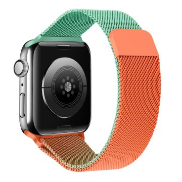 Apple Watch Series 8 (41mm) kaksivärinen ruostumattomasta teräksestä valmistettu ranneke - Oranssi / Mintunvihreä