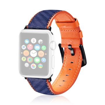 Apple Watch Series 8 (41mm) Hiilikuituinen nahkainen ranneke - Sininen / Oranssi