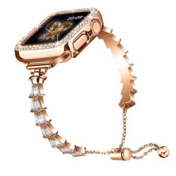 Apple Watch Series 8 (41mm) elegantti strassikoristeinen koristeellinen kelloranneke - Ruusukulta