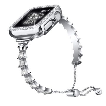 Apple Watch Series 8 (41mm) elegantti strassikoristeinen koristeellinen kelloranneke - Hopea