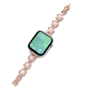 Apple Watch Series 8 (41mm) korutyylinen metallikellon hihna - Helmi Kukka / Ruusukulta