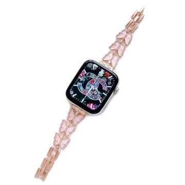 Apple Watch Series 8 (41mm) korutyylinen metallikellon hihna - Perhonen / Ruusukulta