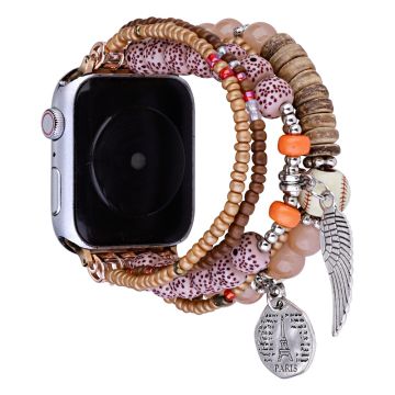 Apple Watch Series 8 (41mm) helmikoristeinen ranneke siipiriipuksella - Kahvi