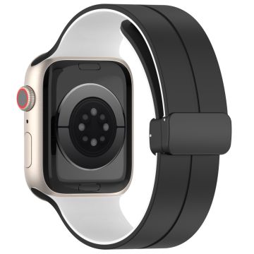 Apple Watch Series 8 (41mm) kaksivärinen silikoniranneke - Musta / Valkoinen