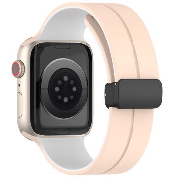 Apple Watch Series 8 (41mm) kaksivärinen silikoniranneke - Pinkki / Valkoinen