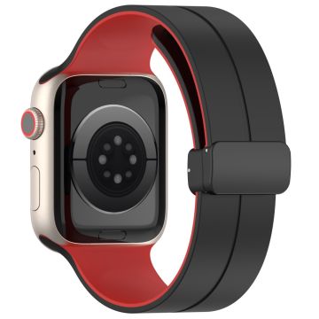 Apple Watch Series 8 (41mm) kaksivärinen silikoniranneke - Musta / Punainen