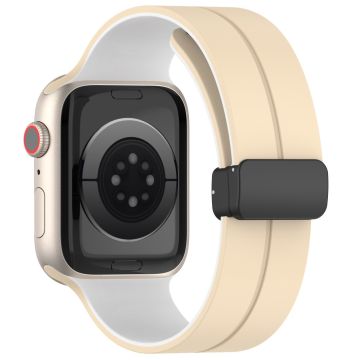 Apple Watch Series 8 (41mm) kaksivärinen silikoniranneke - Khaki / Valkoinen