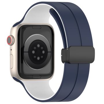 Apple Watch Series 8 (41mm) kaksivärinen silikoniranneke - Keskiyön Sininen / Valkoinen