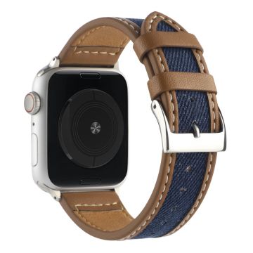 Apple Watch Series 8 (41mm) nahkaranneke - Ruskea / Sininen