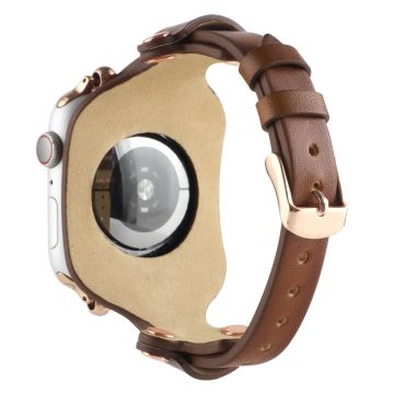 Apple Watch Series 8 (41mm) aito nahkaranneke - Tumman Ruskea