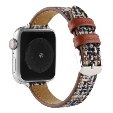 Apple Watch Series 8 (41mm) nahkainen pehmoranneke - Tumman Ruskea / Valkoinen