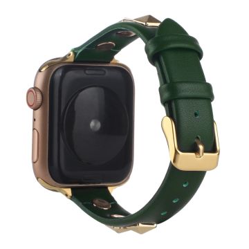 Aito nahkaranneke Apple Watch Series 8 (41mm) - Mustanvihreä