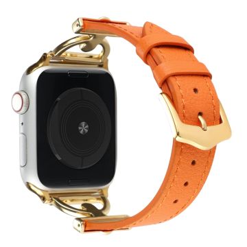 Apple Watch Series 8 (41mm) D-muotoinen aito nahkaranneke - Oranssi