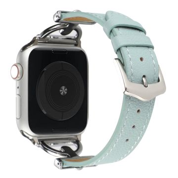 Apple Watch Series 8 (41mm) D-muotoinen aito nahkaranneke - Vauvasininen