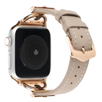 Apple Watch Series 8 (41mm) D-muotoinen aito nahkaranneke - Khaki