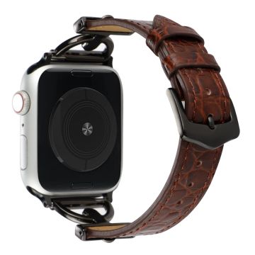 Apple Watch Series 8 (41mm) krokotiilikuvioinen aito nahkaranneke - Kahvi