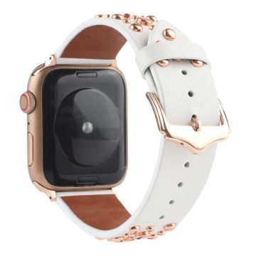 Apple Watch Series 8 (41mm) aito nahkaranneke - 3-Riviset Ruusukultaiset Niitit