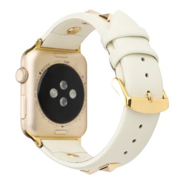 Apple Watch Series 8 (41mm) aito nahkaranneke - Beige / Beige