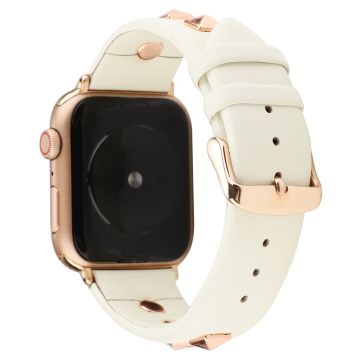 Apple Watch Series 8 (41mm) aito nahkaranneke - Beige / Beige