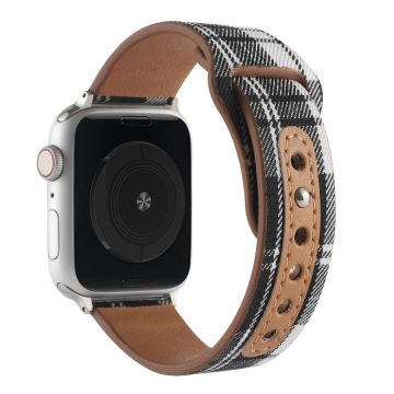 Apple Watch Series 8 (41mm) kangas ja nahkaranneke - Musta / Valkoinen