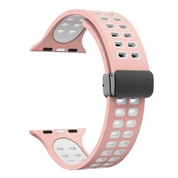 Apple Watch Series 8 (41mm) kaksivärinen silikoniranneke - Pinkki / Valkoinen