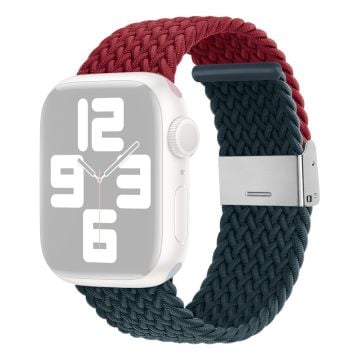 Apple Watch Series 8 (41mm) rinnakkaisvärinen nailonhihna - Viininpunainen / Tummansininen