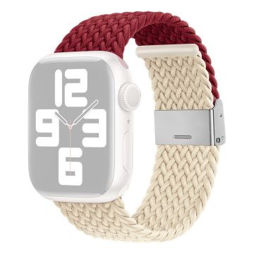 Apple Watch Series 8 (41mm) rinnakkaisvärinen nailonhihna - Viininpunainen / Starlight