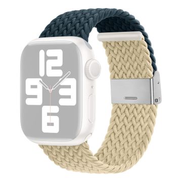 Apple Watch Series 8 (41mm) rinnakkaisvärinen nailonhihna - Tummansininen / Beige