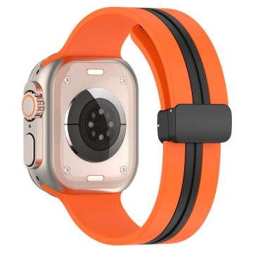 Apple Watch Series 8 (41mm) kaksivärinen silikoniranneke - Oranssi / Musta