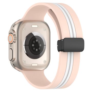 Apple Watch Series 8 (41mm) kaksivärinen silikoniranneke - Pinkki / Valkoinen