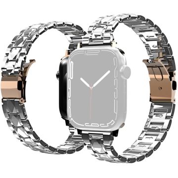 Apple Watch Series 8 (45mm) akryyli kolminkertainen helmikelloranneke - Hopea