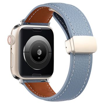 Apple Watch Series 8 (45mm) / Watch Ultra aito nahkaranneke - Sininen