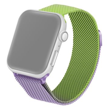 Apple Watch Series 8 (45mm) / Watch Ultra kaksivärinen ruostumattomasta teräksestä valmistettu ranneke - Violetti / Vihreä