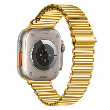 Apple Watch Series 8 (45mm) / Watch Ultra ontto ruostumattomasta teräksestä valmistettu ranneke - Kulta