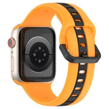 Apple Watch Series 8 (45mm) / Watch Ultra kaksivärinen silikoniranneke - Keltainen / Musta