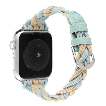 Apple Watch Series 8 (45mm) / Watch Ultra joustava punottu ranneke - Aprikoosi / Vihreä