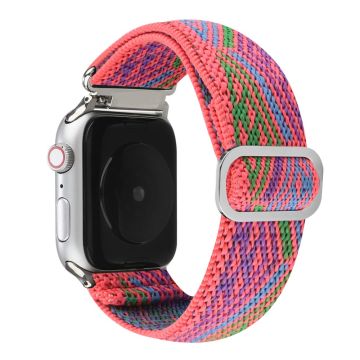 Apple Watch Series 8 (45mm) / Watch Ultra luova kuvio joustava nailonhihna - Pinkki / Vihreä / Violetti