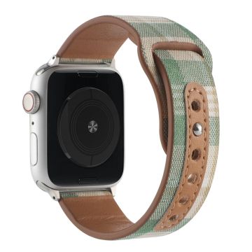 Apple Watch Series 8 (45mm) / Watch Ultra -kangas nahkarannekkeella - Vihreä