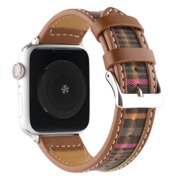 Apple Watch Series 8 (45mm) / Watch Ultra -kangas- ja nahkaranneke - Musta / Pinkki / Oranssi