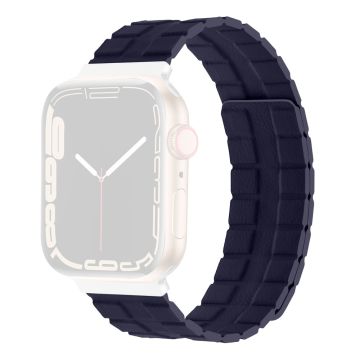 Apple Watch Series 8 (45mm) / Watch Ultra Aito nahkaranneke - Tummansininen