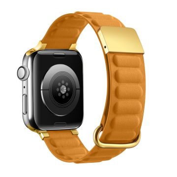 Apple Watch Series 8 (45mm) / Watch Ultra Aito nahkaranneke - Oranssi