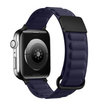 Apple Watch Series 8 (45mm) / Watch Ultra Aito nahkaranneke - Tummansininen