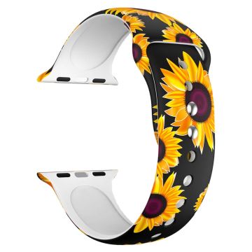 Apple Watch Series 8 (45mm) / Watch Ultra cool kuvioitu silikoniranneke - Auringonkukka / Koko: M