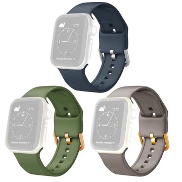 3kpl Apple Watch Series 8 (45mm) silikoniranneke - Violetti Harmaa / Vihreä / Rock Harmaa