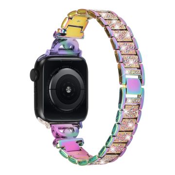 Apple Watch Series 8 (45mm) / Watch Ultra strassikoristeinen ruostumattomasta teräksestä valmistettu ranneke - Monivärinen