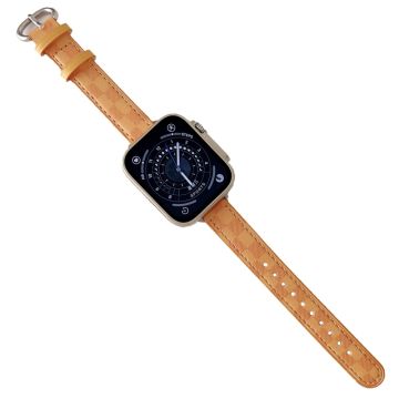 Apple Watch Series 8 (45mm) / Watch Ultra Aitoa naudannahkaa ruudukkokuvioisella hihnalla - Keltainen