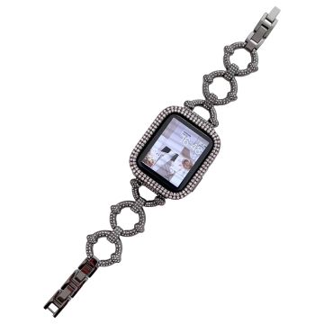 Apple Watch Series 8 (45mm) / Watch Ultra O-muotoinen strassikoristeinen metalliranneke - Musta